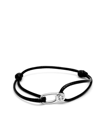 Nialaya Men's String Bracelet Black String Bracelet with Silver Hook Black String Bracelet with Silver Hook MST_087